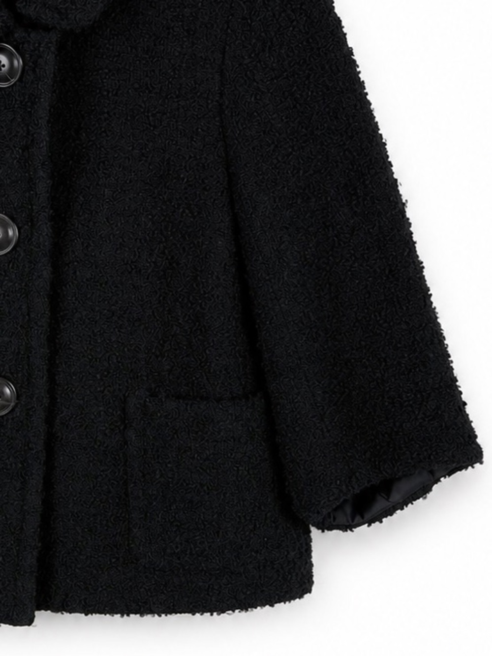 J.Crew Black Bouclé Wool-Blend Cropped Blazer – Peter Pan Collar – Size 8 - Picture 8 of 12